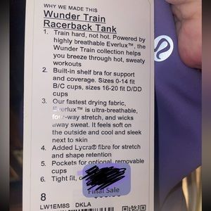 lululemon size 8 super cute workout tank. Bra padding and support for C-DD size.